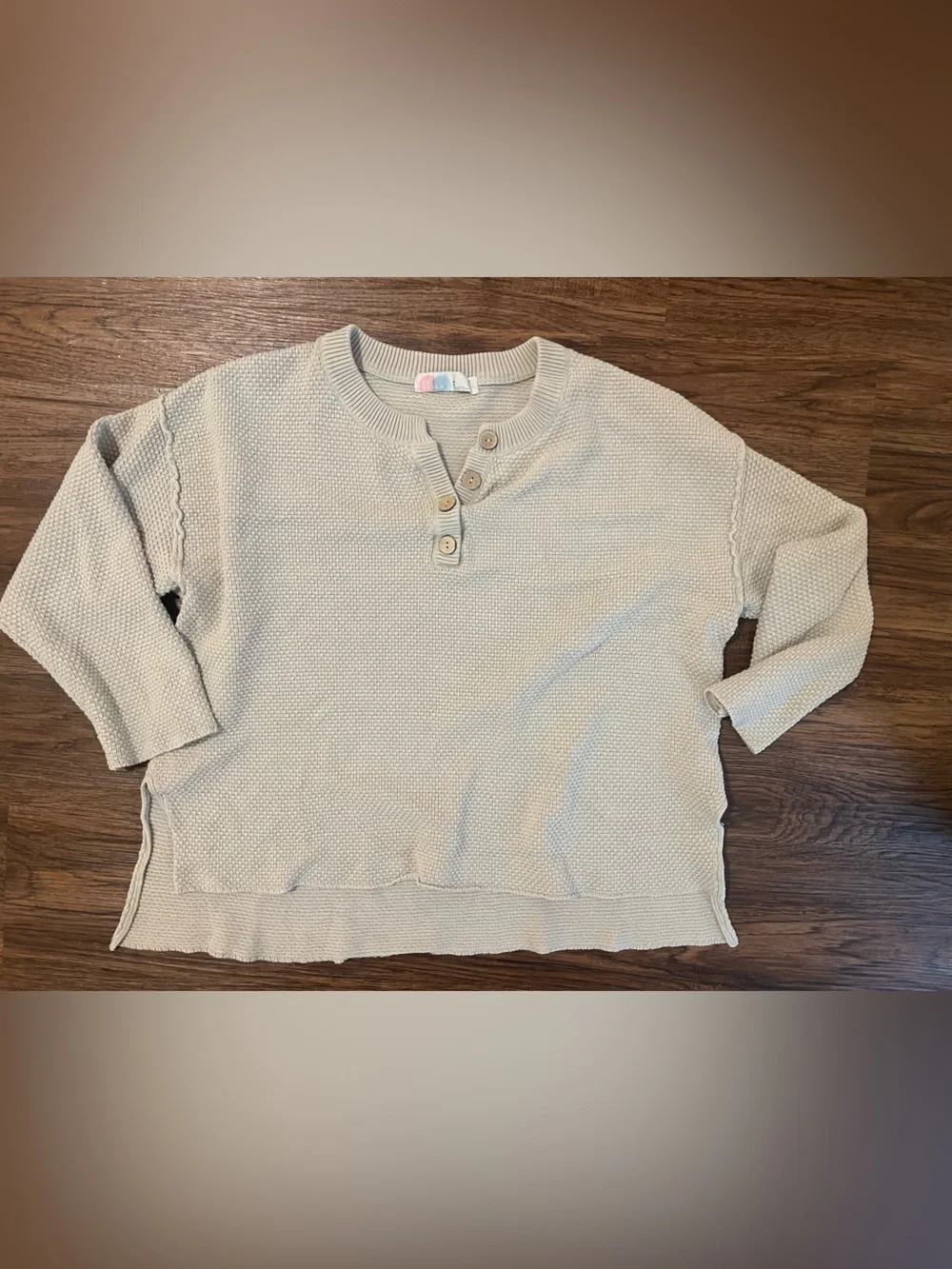 Free People Cream Button Knit Sweater Hailee sweater sage color